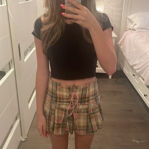 Vintage Pleated Plaid Skirt